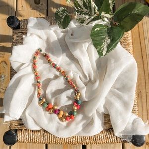 Vintage • Bright Beaded Multicolored Boho Necklace